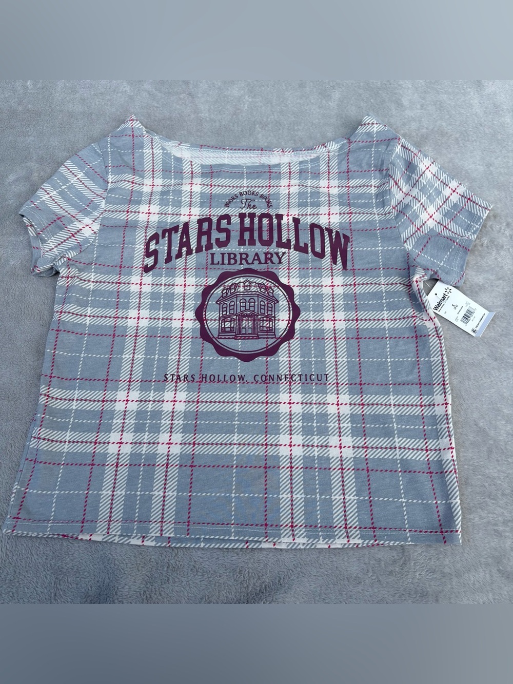 Stars Hollow Library Shirt Stars Hollow Size XXS(00) Gilmore Girls Tee Plaid NEW